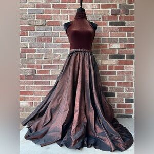 VTG Brown Mauve Velvet  Bonnie Strauss Gown Dress Sz 6
